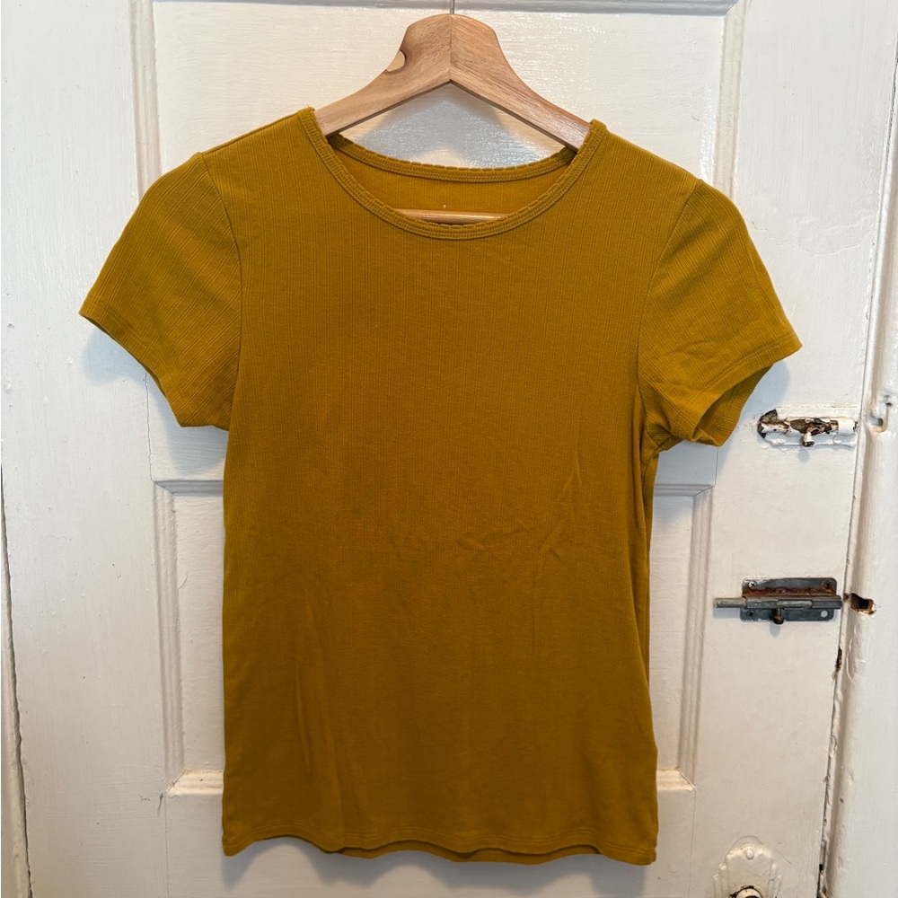 Everlane Mustard Yellow Ribbed T-Shirt